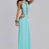 Vestido largo con aberturas de 6AM en turquesa