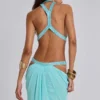Vestido largo con aberturas de 6AM en turquesa
