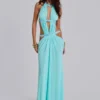 Vestido largo con aberturas de 6AM en turquesa