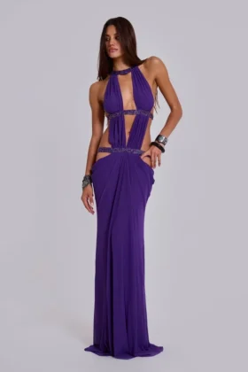 Vestido largo con aberturas de 6AM en violeta