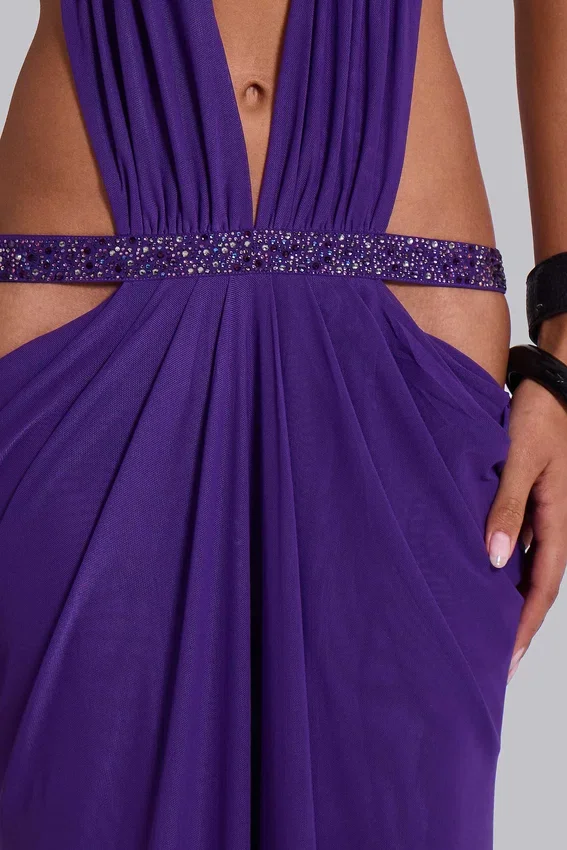 Vestido largo con aberturas de 6AM en violeta