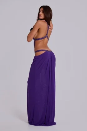 Vestido largo con aberturas de 6AM en violeta