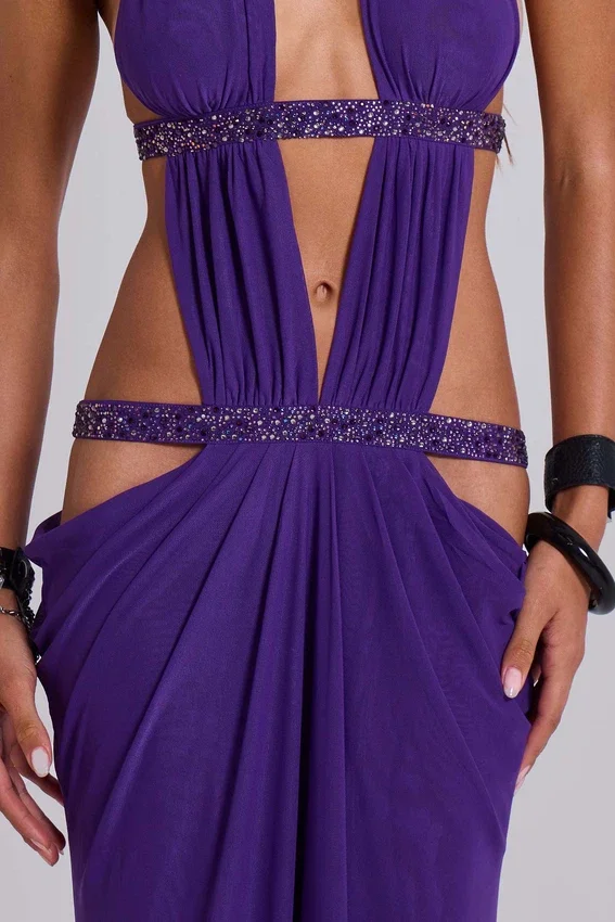 Vestido largo con aberturas de 6AM en violeta