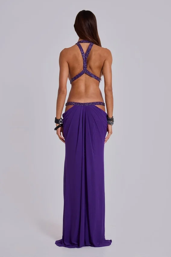 Vestido largo con aberturas de 6AM en violeta