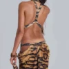 Vestido largo con aberturas «Saffra» con estampado de tigre