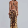 Vestido largo con aberturas «Saffra» con estampado de tigre