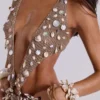 Vestido largo de croché «Vida» con espalda descubierta y conchas