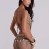 Vestido largo de croché «Vida» con espalda descubierta y conchas