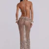 Vestido largo de croché «Vida» con espalda descubierta y conchas