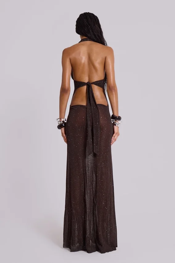 Vestido largo de punto con escote pronunciado «Moara»