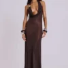 Vestido largo de punto con escote pronunciado «Moara»