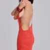 Vestido largo de punto Noir en color coral