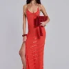 Vestido largo de punto Noir en color coral