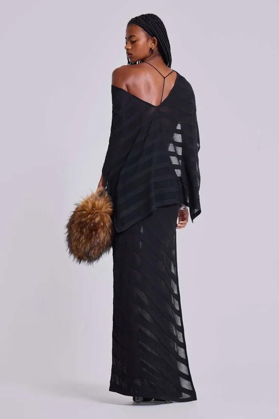Vestido largo de punto «Noir» en negro