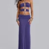 Vestido largo de tirantes «Amara» con ribetes metálicos