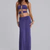 Vestido largo de tirantes «Amara» con ribetes metálicos