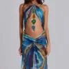 Vestido largo halter «Quartz» con cristales