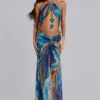 Vestido largo halter «Quartz» con cristales