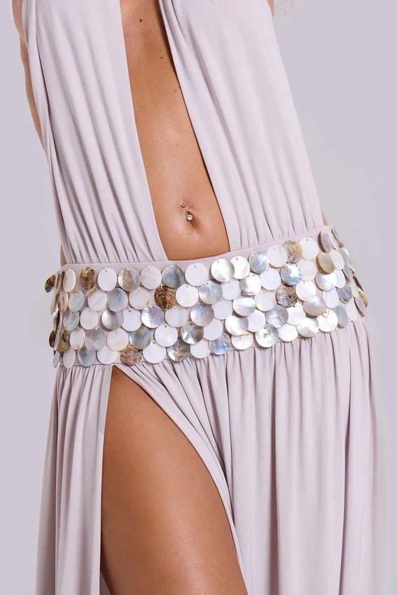 Vestido largo Oryx con conchas