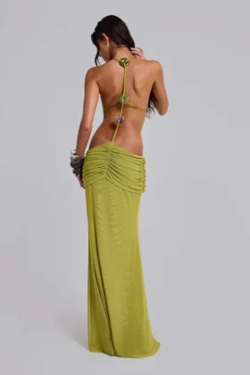 Vestido largo sin espalda drapeado «Darlyn»