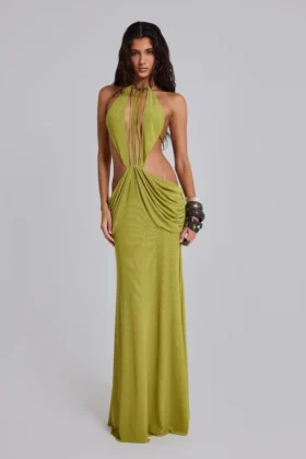 Vestido largo sin espalda drapeado «Darlyn»