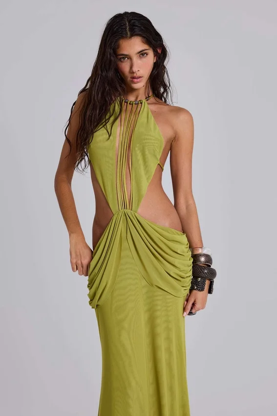 Vestido largo sin espalda drapeado «Darlyn»