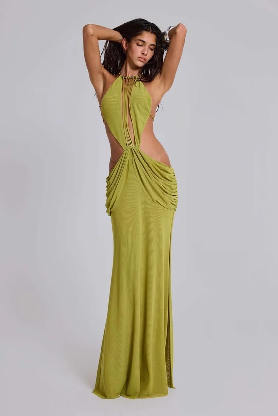 Vestido largo sin espalda drapeado «Darlyn»