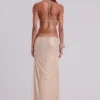 Vestido largo sin espalda «Vida» en dorado