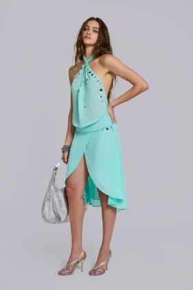 Vestido midi de gasa con lentejuelas «Serilda»