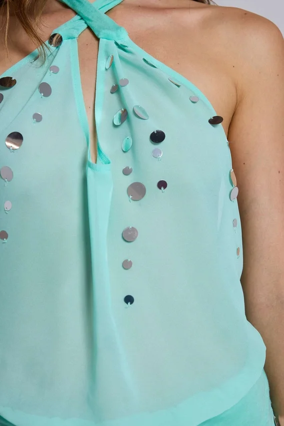 Vestido midi de gasa con lentejuelas «Serilda»