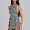 Vestido mini a rayas «Misty» con botones en la espalda