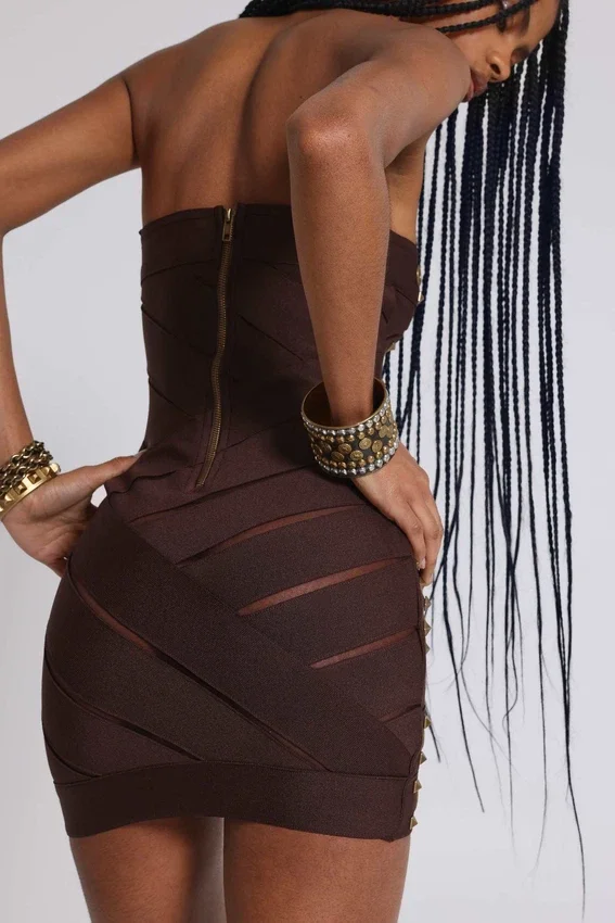 Vestido vendaje con tachuelas Serena