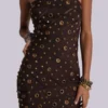 Vestido vendaje con tachuelas Serena