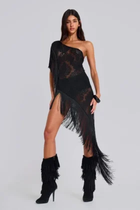 Vestido «Vivienne» con flecos de encaje