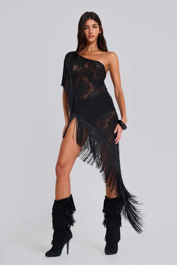 Vestido «Vivienne» con flecos de encaje
