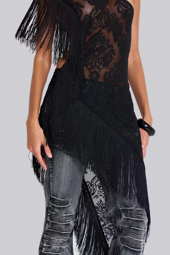 Vestido «Vivienne» con flecos de encaje