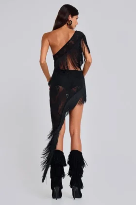 Vestido «Vivienne» con flecos de encaje