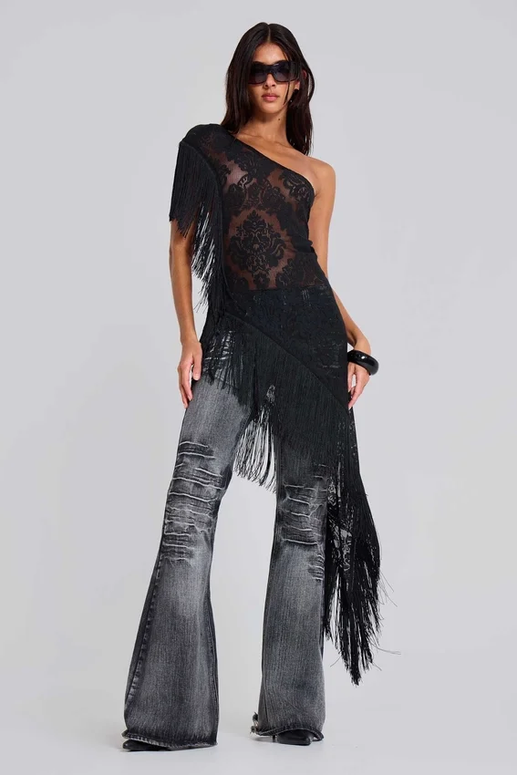 Vestido «Vivienne» con flecos de encaje