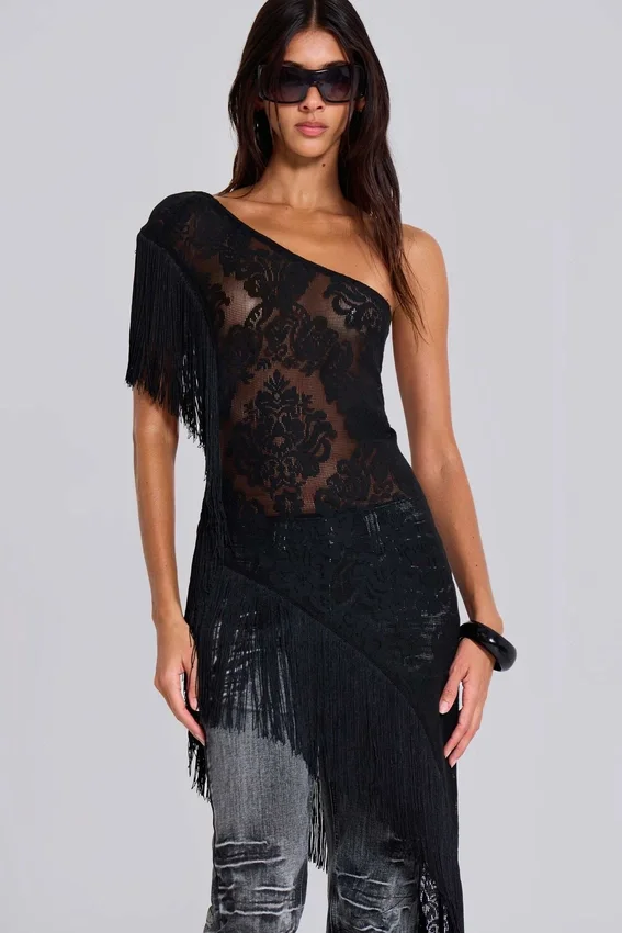 Vestido «Vivienne» con flecos de encaje