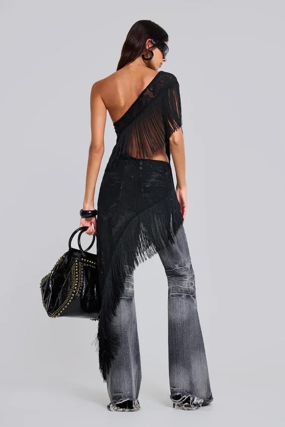 Vestido «Vivienne» con flecos de encaje