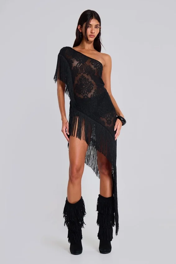 Vestido «Vivienne» con flecos de encaje